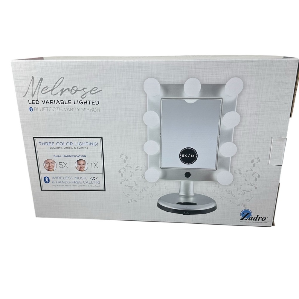Zadro Melrose LED Variable 3-Color Lighted Dual-Sided/Bluetooth/Makeup Mirror - Picture 12 of 16